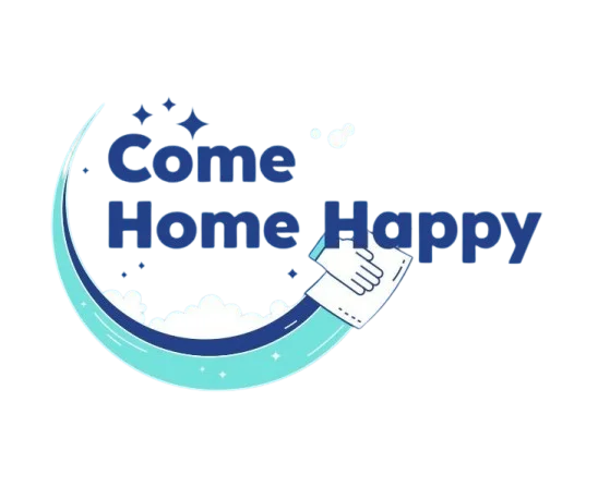 Come Home Happy logo with curved teal and blue design and welcoming hand gesture